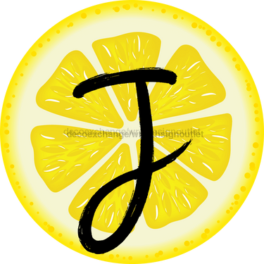 Personalized Lemon Sign Initial Monogram Decoe-4088-Dh-Custom 18 Wood Round J